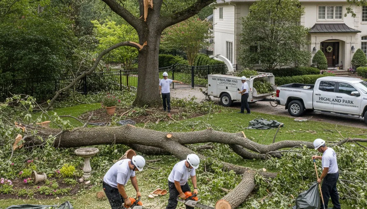 Professional storm debris cleanup and branch removal by Chop Chop Landscaping in Highland Park, IL